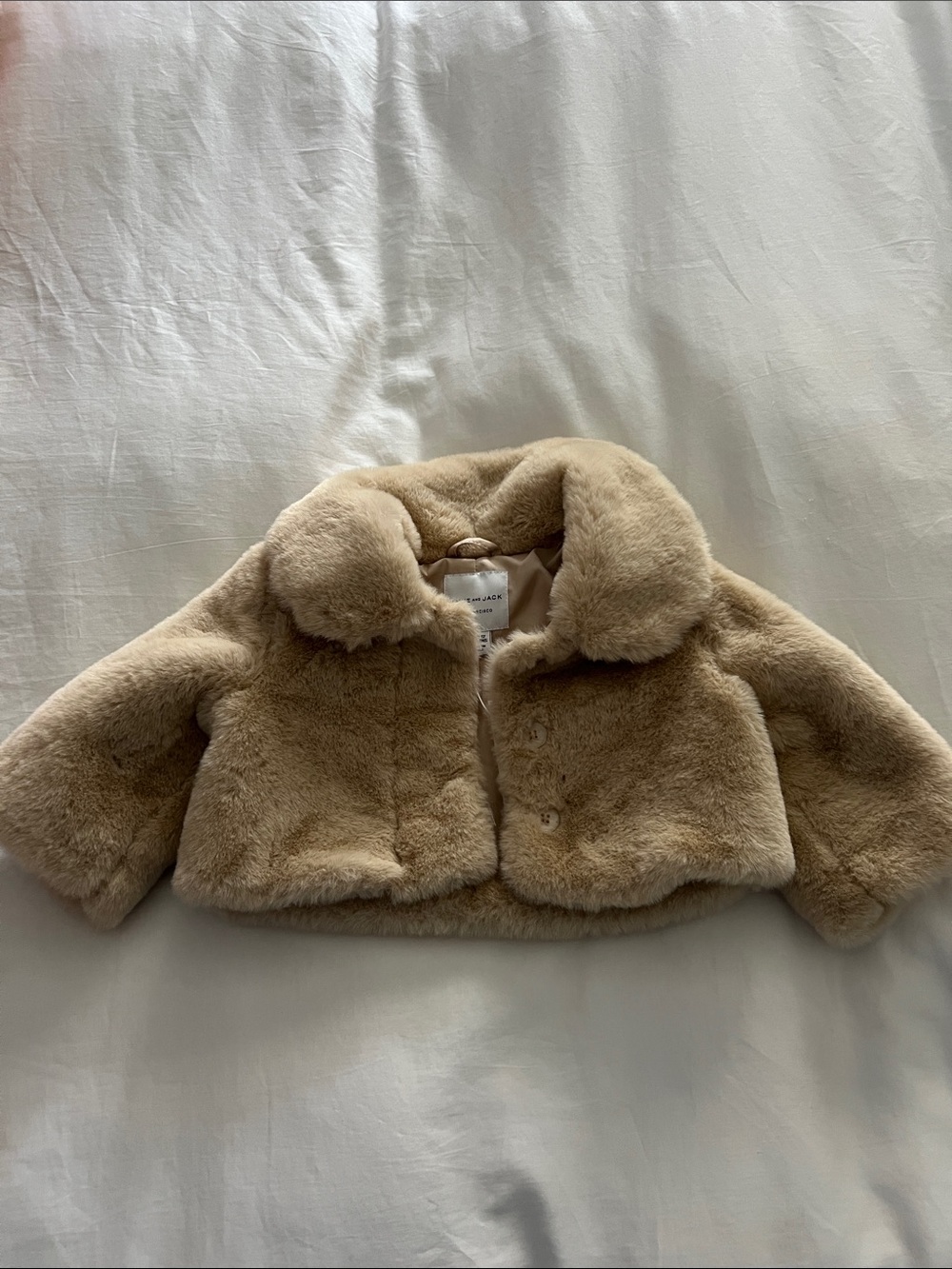 Janie and Jack Plush Faux Fur Jacket in Tan